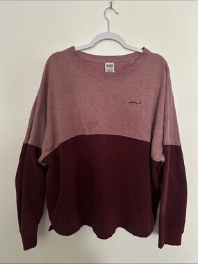 PINK Victoria's Secret Two-Tone Mauve & Burgundy Crewneck Sweatshirt